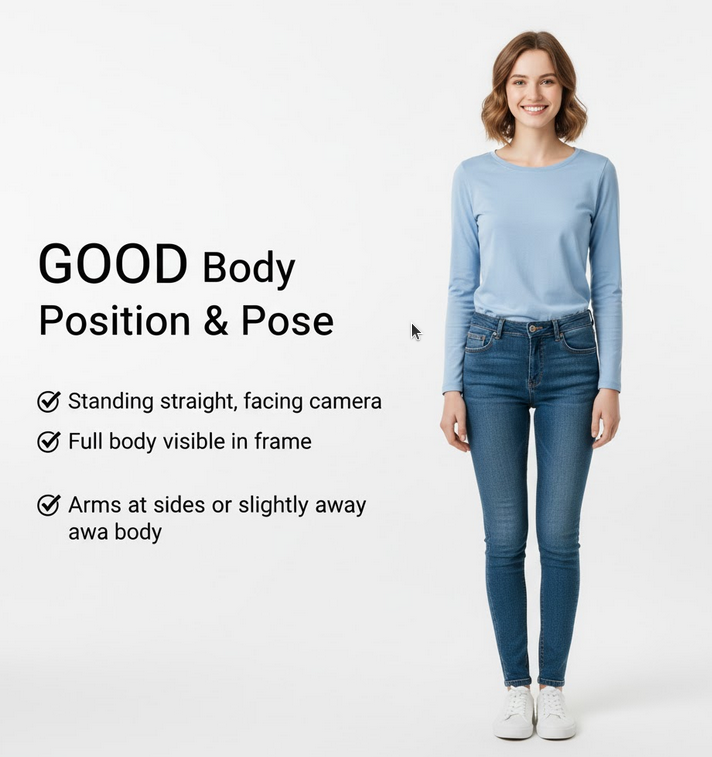 Good pose example for virtual try-on